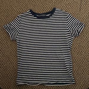 Brandy Melville Navy and White Striped Shirt